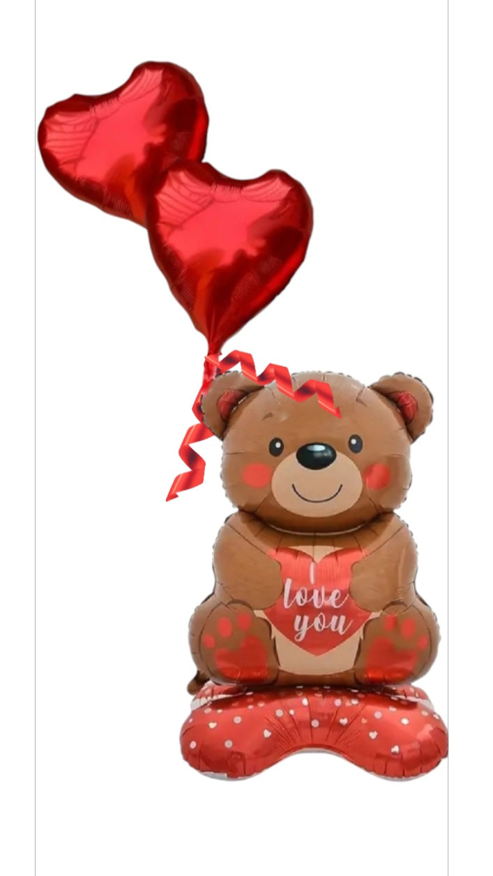 Huge I love you Bear, with 2 Helium balloons